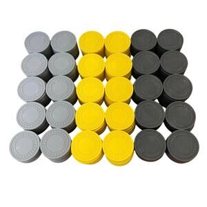 Vintage lot of 300 Embossed Diamond Pattern 8gr Poker Chips yellow gray black